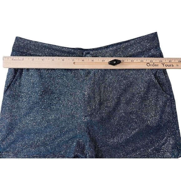Shein Silver Blue Sparkle Mini Shorts Hot Pants Pockets Zip Closure Size Large - Picture 4 of 8